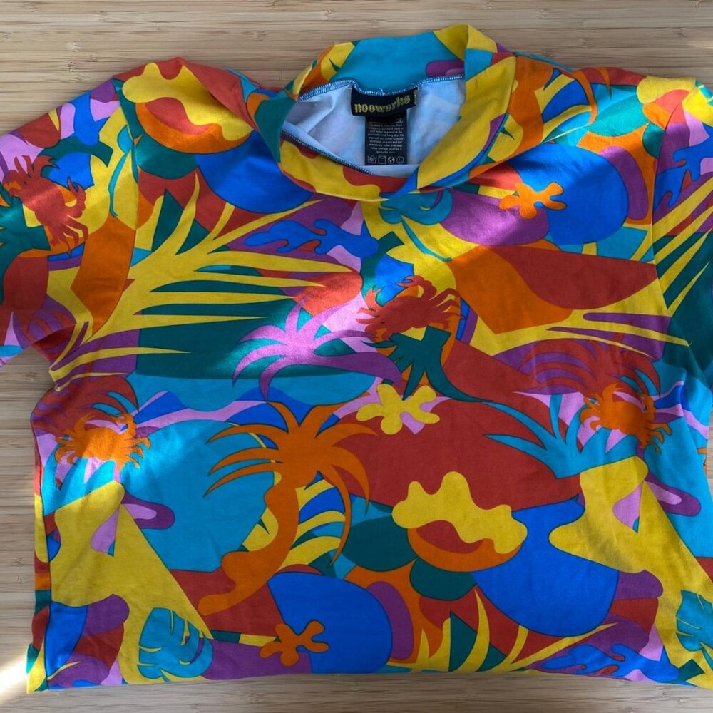 Nooworks Tropico cropped mock neck top sz 3XL
